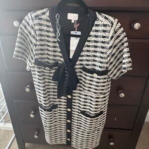 Size Small Entro Black/White Tweed Dress